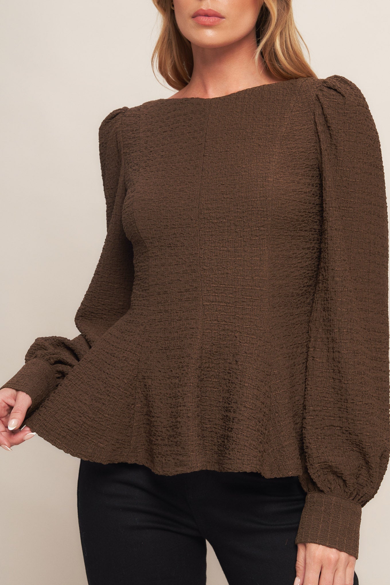 COFFEE DATE BROWN WOVEN TOP Flying Tomato